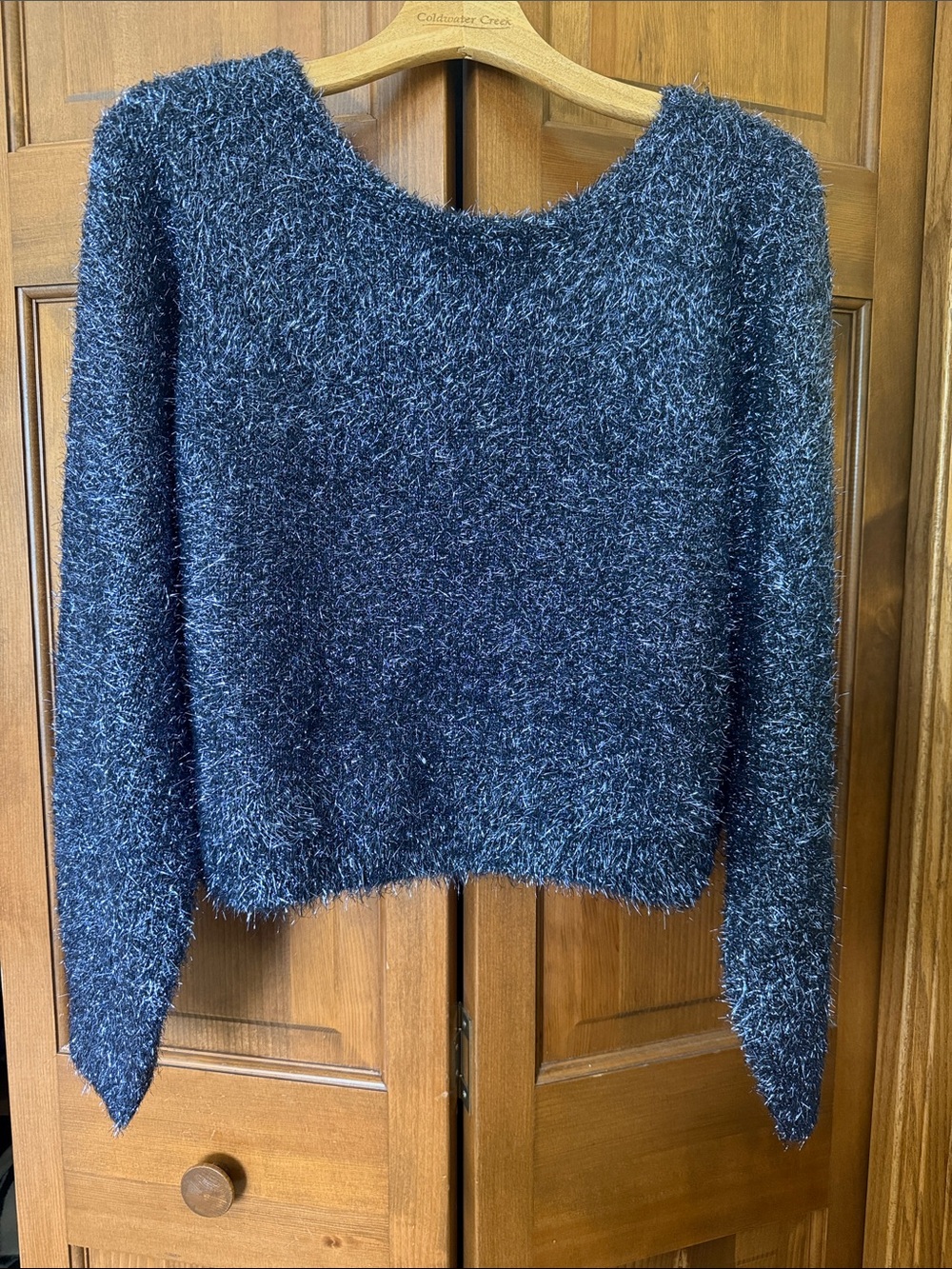 Anthropologie Navy Fuzzy Crewneck Sweater